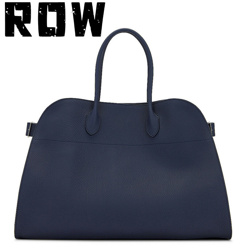 R0W Classic Women's Handbag Women's 15 inch Margaux Dark Blue Litchi Pattern Silver Accessories Large Capacity Handbag