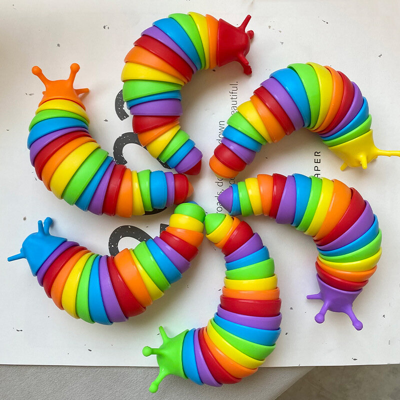 Bunte Schnecke Schnecke Spielzeug artikuliert flexible 3D-Schnecke Zappeln Spielzeug alle Altersgruppen Erleichterung Anti-Angst sensorische Spielzeug für Kinder