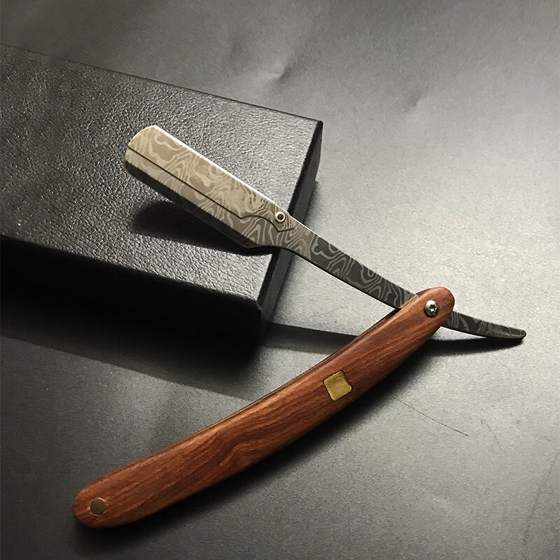 Деревянный триммер, ручная бритва, профессиональная бритва с прямым краем из нержавеющей стали, острый парикмахерский бритвенный станок, складной нож для бритья, подарок