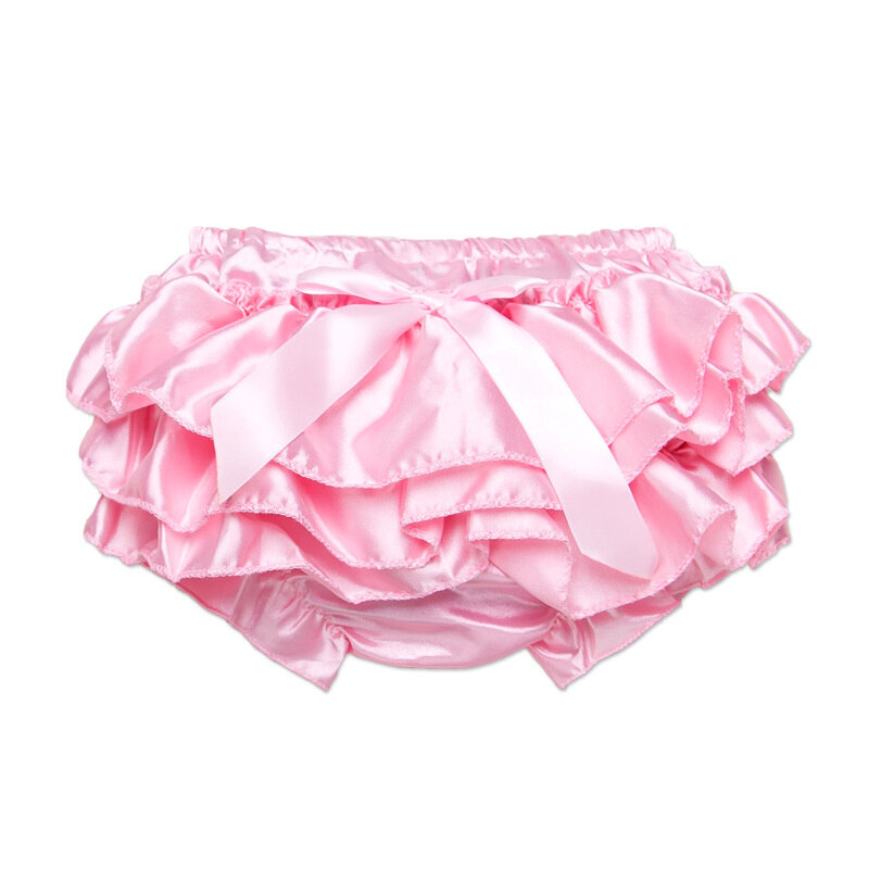 Baby Kids Girls Satin Ruffle PP Shorts pizzo Bowknot Girls Bloomers Shorts neonato tinta unita moda estate mutandine corte