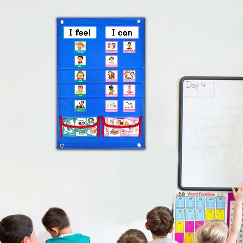 Kids 'Visual Schedule Daily Chore Chart, Pendurado Material Escolar, Router Pocket Chart para Mesa, Tabletop Piso Pré-Escolar, Meninos