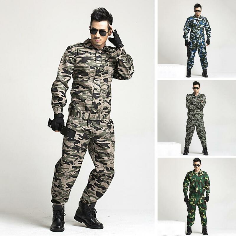 2Pcs/Set Men Overalls  Trendy Dirt-resistant Camouflage Print Men Overalls Suit  Ankle Length Overalls Suit