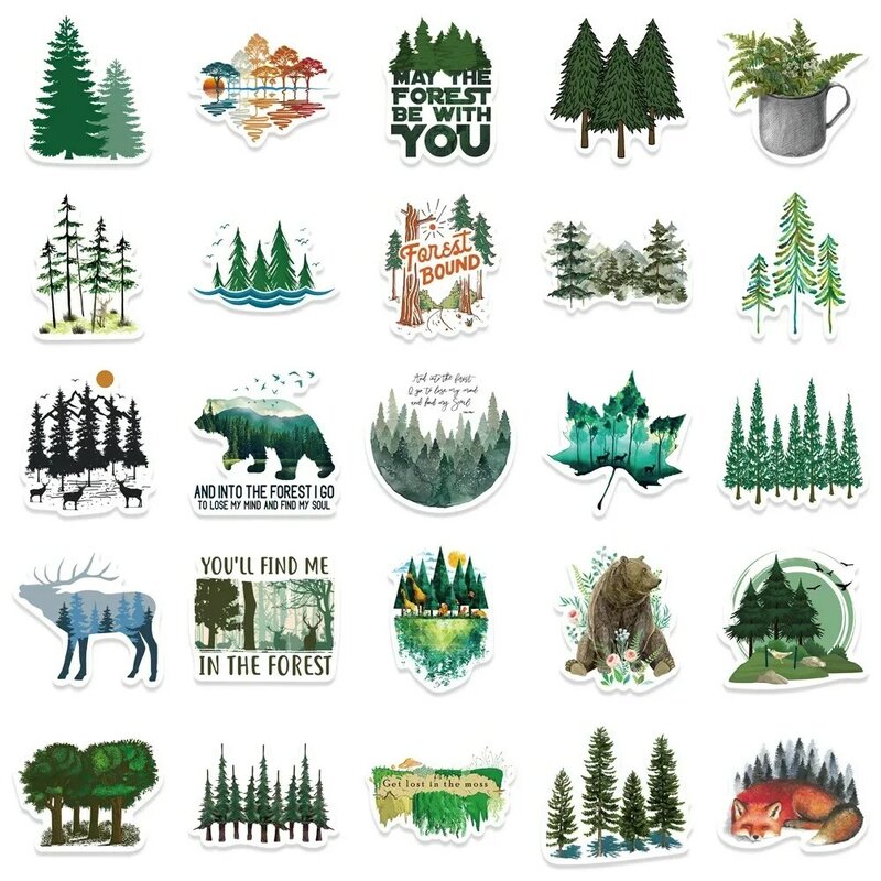 50Pcs Forest Animals Graffiti Stickers Suitcases Laptops Phone Guitar Water Cup Skateboard Refrigerator Waterproof Sticker