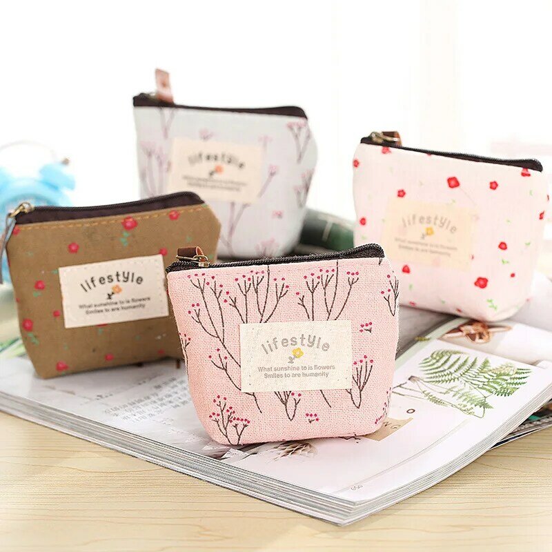 Portamonete in tessuto moda portamonete creativo portamonete cartone animato carino borse di tela ragazze stampa floreale Mini portafogli per le donne