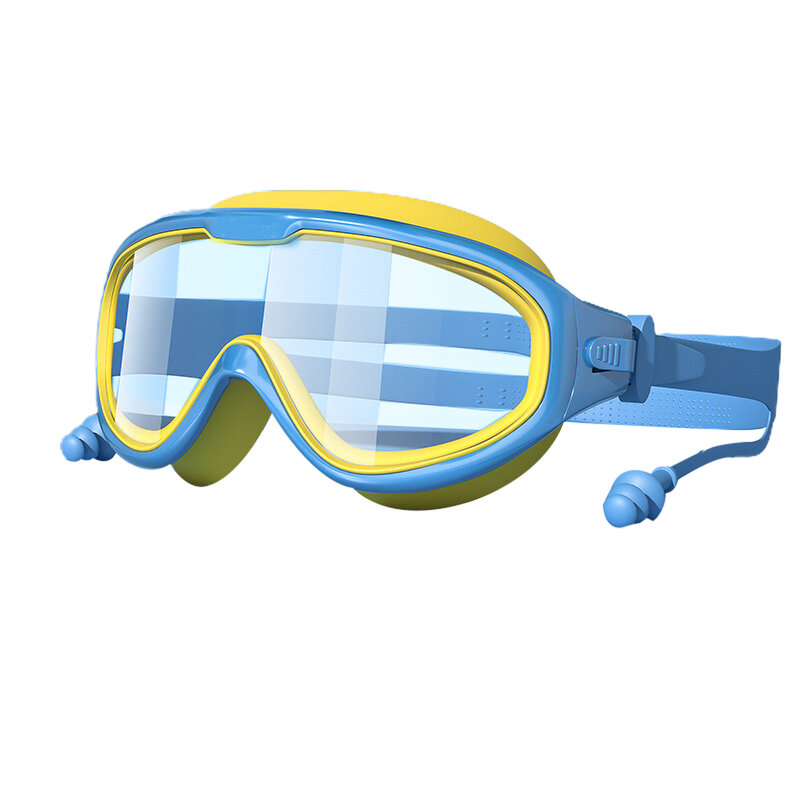 Kid's Diving Goggles For Swimming Anti-Fog Glass Snorkel Gear With Ear Plugs