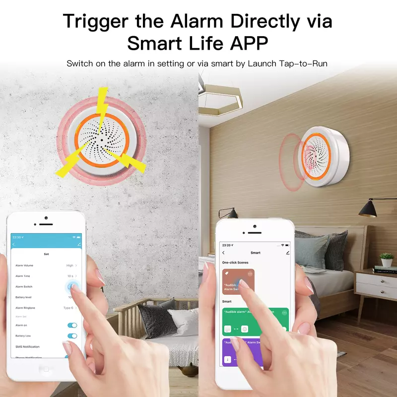 Moes tuya wi fi inteligente sirene som luz alarme sensor vida inteligente sirene alarme sonoro sistema de segurança em casa inteligente nenhum hub necessário