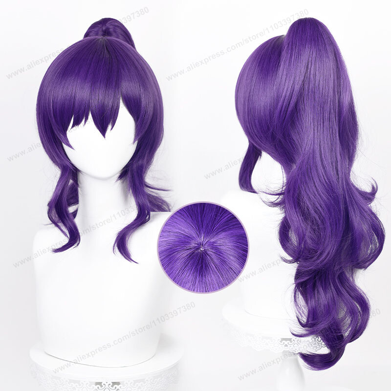 Parrucca Asahina Mafuyu 61cm lunga coda di cavallo viola scuro capelli ondulati Anime Asahina Mafuyu parrucche sintetiche resistenti al calore + cappuccio parrucca