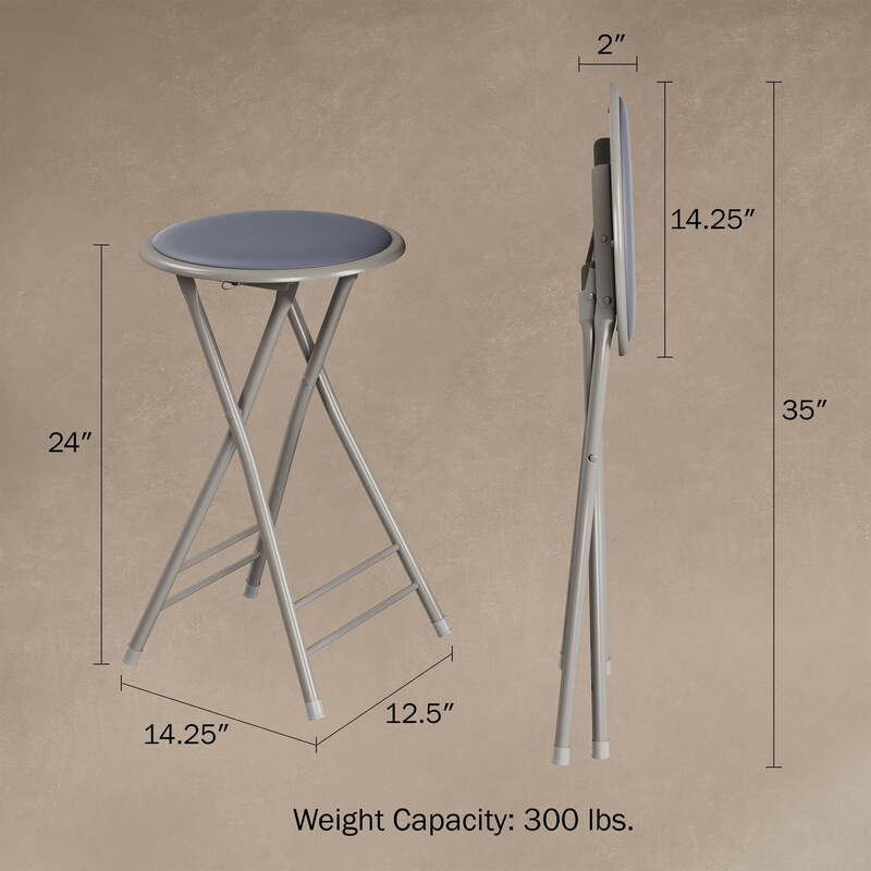 24" Counter Height Stool Gray Kitchen Heavy-Duty Folding Bar Chairs