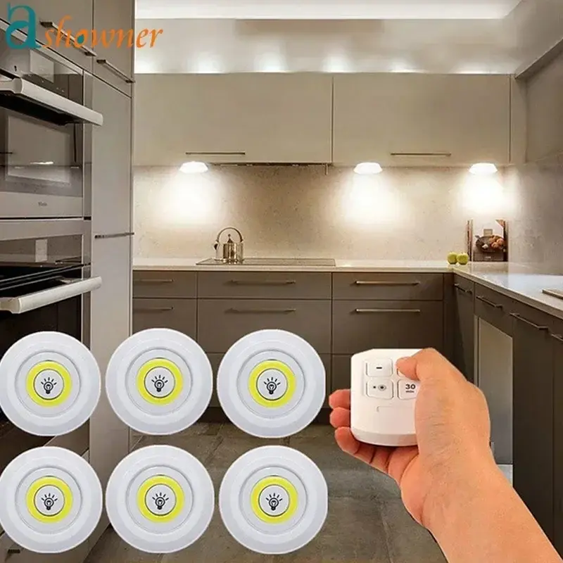 Luz LED Cob superbrillante para debajo del armario, lámpara de noche regulable con Control remoto inalámbrico, 3W, para el hogar, dormitorio, cocina hogar y decoracion