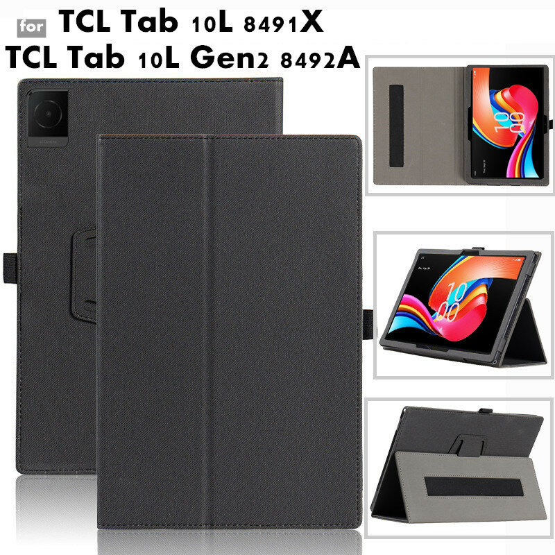 for TCL Tab 10L Gen2 10.1" 8492 8491X Cover Flip Magentic Foldable Leather Stand Full Body Protective Case With Hand Holder