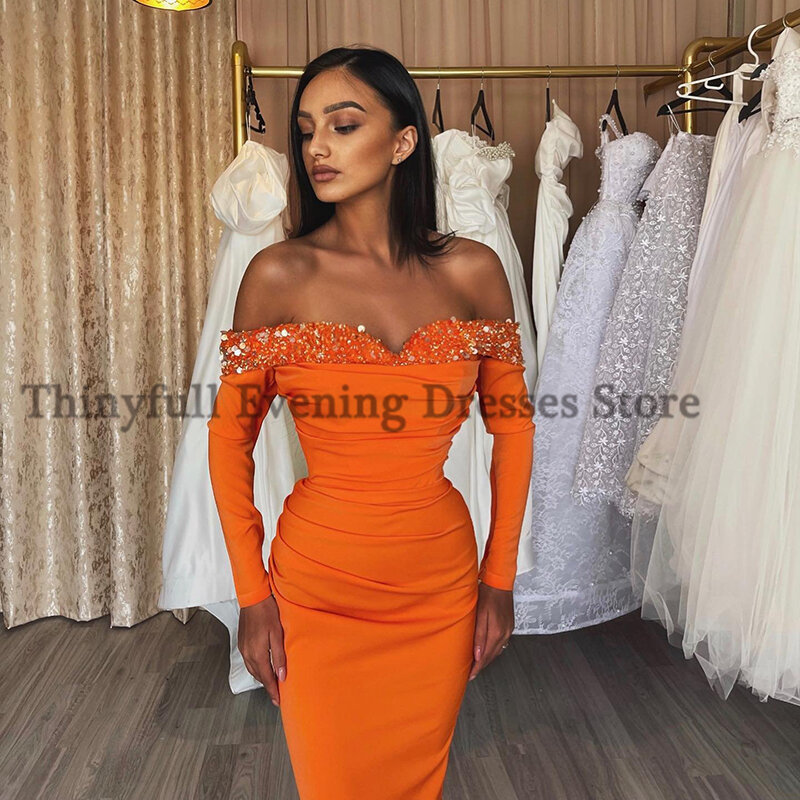 Thinyfull Mermaid Prom Dresses 2023 Off The Shoulder Beadings abito da sera spacco laterale Arabia saudita Cocktail Party Gown Plus Size