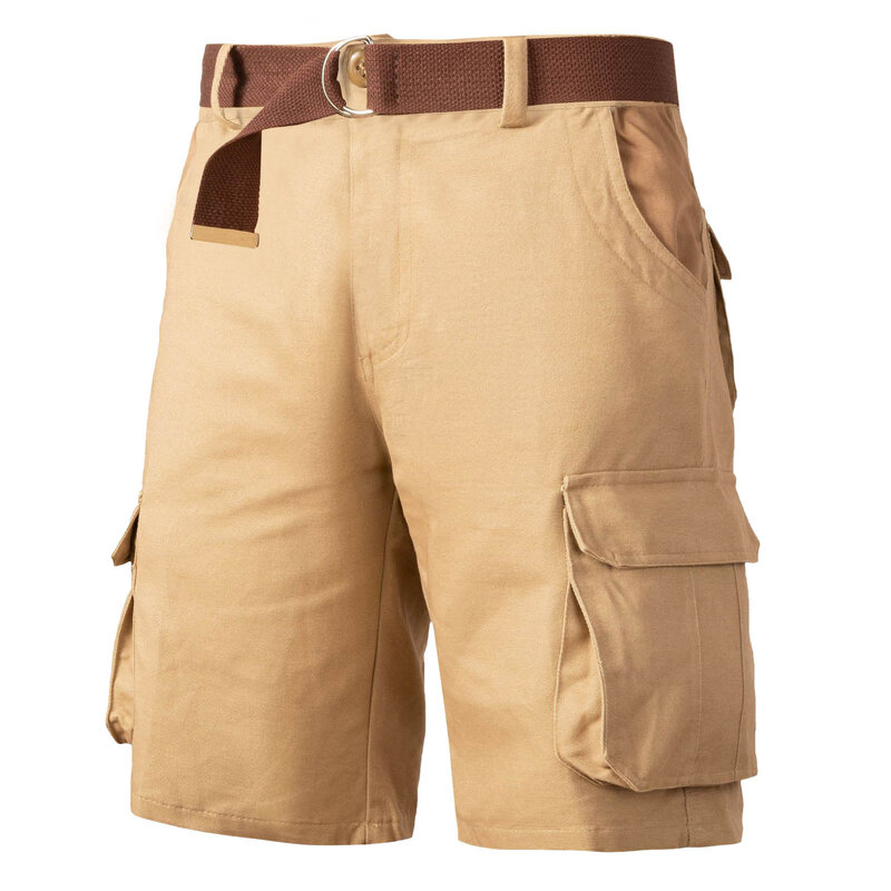 Pantalones cortos informales con cremallera para hombre, Shorts de cintura elástica, ligeros y transpirables con múltiples bolsillos, a la moda, para personas mayores