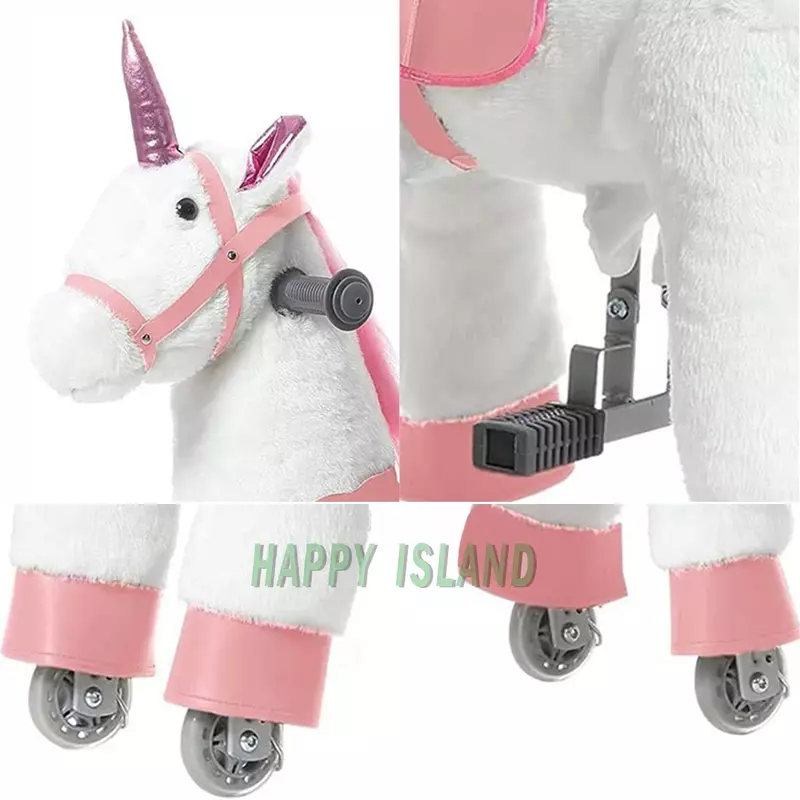 Juguetes de unicornio para niños de 3 a 6 años, caballo de peluche desmontable con ruedas