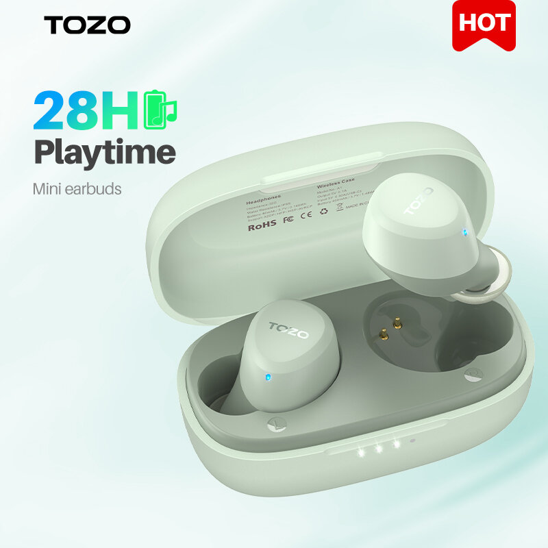 Tozo A1 Draadloze Oortelefoons Mini , Bluetooth 5.3 Oordopjes, Slimme Aanraakbediening Met Microfoon, Meeslepend Geluid Voor iPhone 14