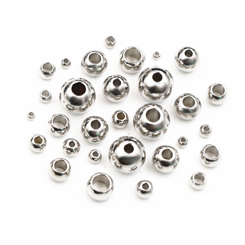 30-100pcs 2-8mm Stainless Steel Gold Color Spacer Beads Charm Loose Bead DIY Bracelets Necklace Beads for Jewelry Making Charms