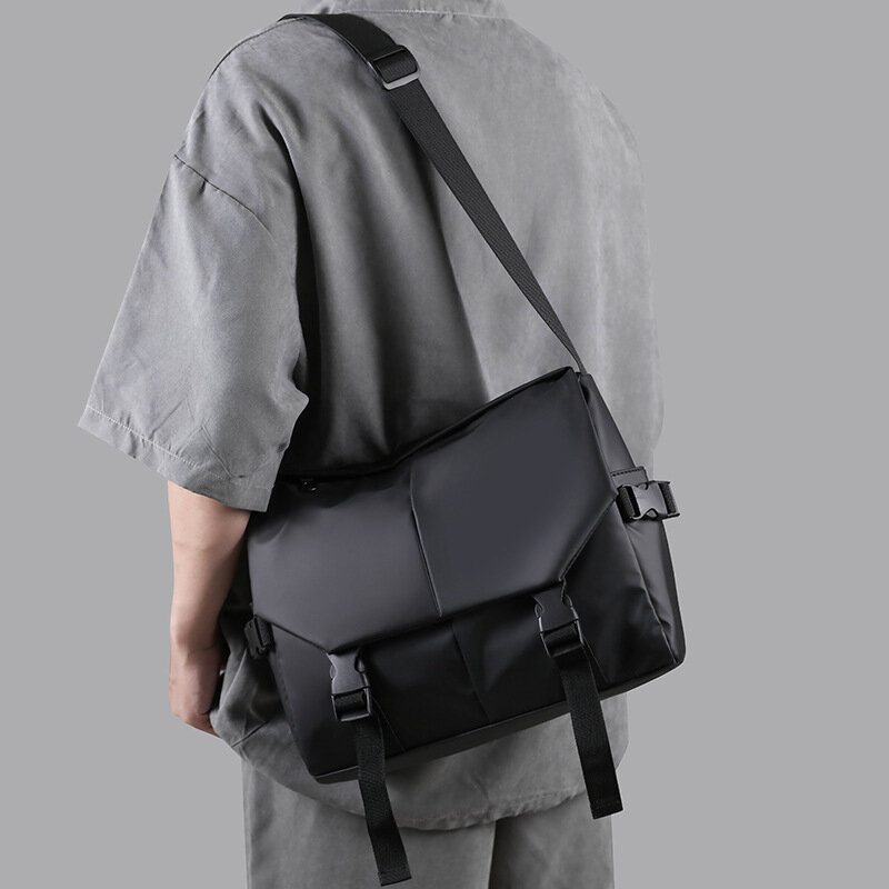 Bolsa de ombro Oxford de grande capacidade masculina, bolsa de viagem impermeável de bolso múltiplo, mensageiro masculino tiracolo, estilo coreano