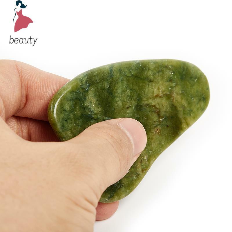 Rodillo masajeador de piedra Natural Gua Sha, rodillo de Jade verde, palo de masaje Facial, removedor de arrugas