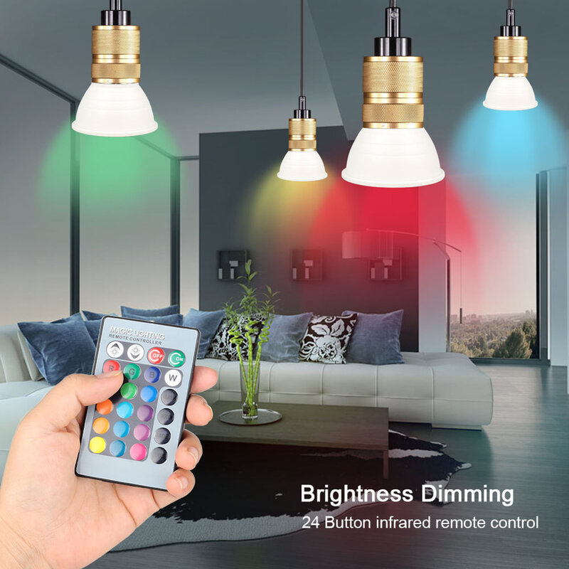 Kolorowa lampa LED żarówki ściemnialne żarówki zmieniające kolor z pilotem dekoracyjne światła na imprezę sceniczną
