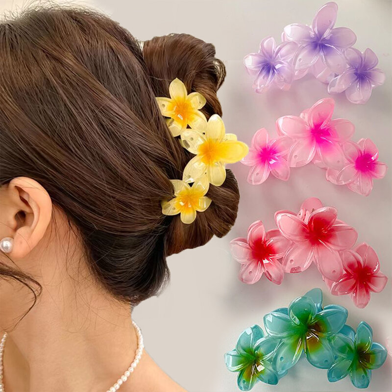 Candy Color Flower Hair Claw Women Girls Egg Flowers Shark Clip Sweet Large Gradient Crab Clamp Barrettes Hair Accessories