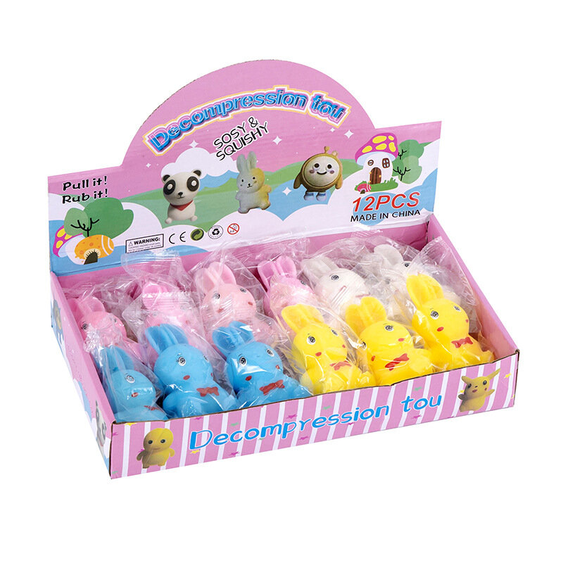 子供のためのピンチとリリースボールのおもちゃ、ストレスを和らげるために設計された楽しいインタラクティブなおもちゃ、魅力的なウサギ
