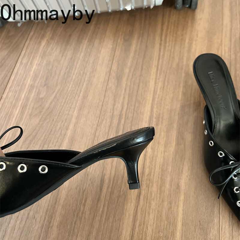 Zapatillas veraniegas de tacón bajo para mujer, zapatos elegantes sin cordones, a la moda, para vestir al aire libre, 2024