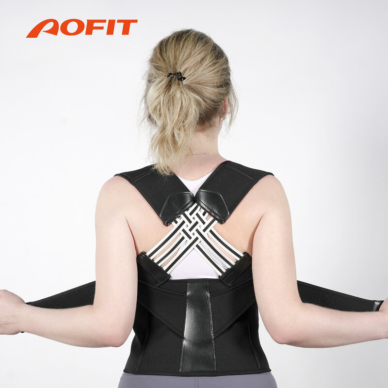 Korektor postur tubuh untuk pria dan wanita, penguat postur bahu dapat disesuaikan, pelurus postur punggung, digunakan untuk tulang belakang atas menengah