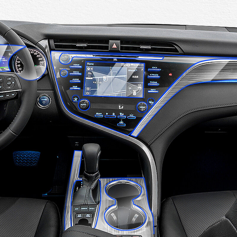Прозрачная защитная пленка из ТПУ для Toyota Camry 2018-2022, наклейки для салона автомобиля, панель управления центральной дверью, воздушным снаряжением и навигацией
