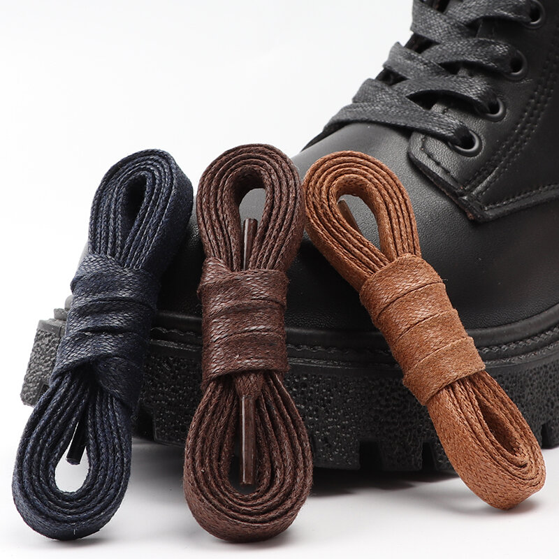 1 Pair Flat Shoelaces Waxed Cotton 0.8CM Width Waterproof Shoe Laces Unisex Boots Casual Sneakers Shoelace Leather Laces Shoes