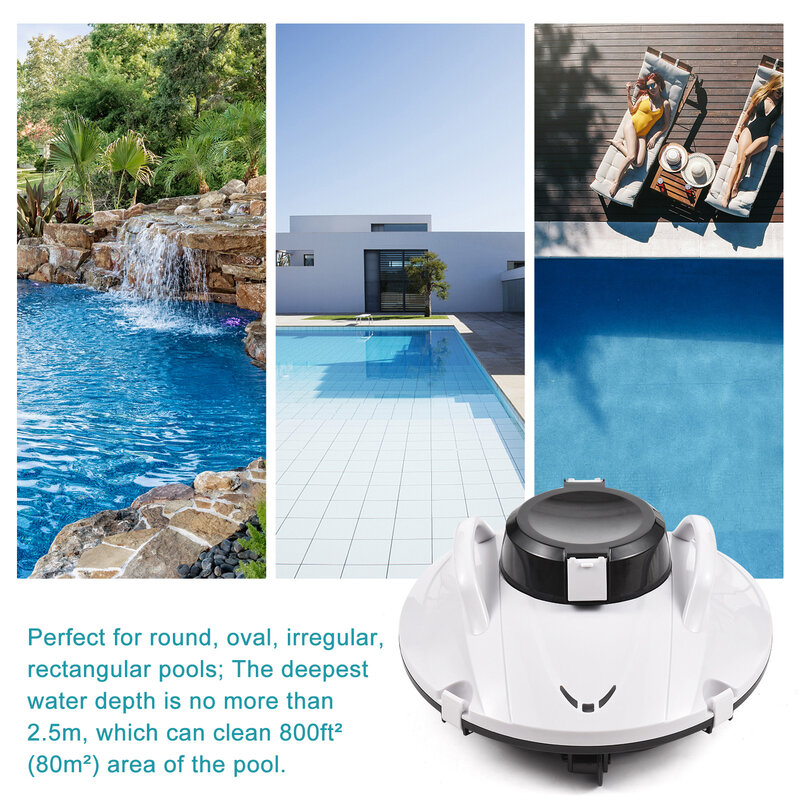 Aspirador sem fio para piscina, Robô de limpeza robótico, 90 minutos, 35W