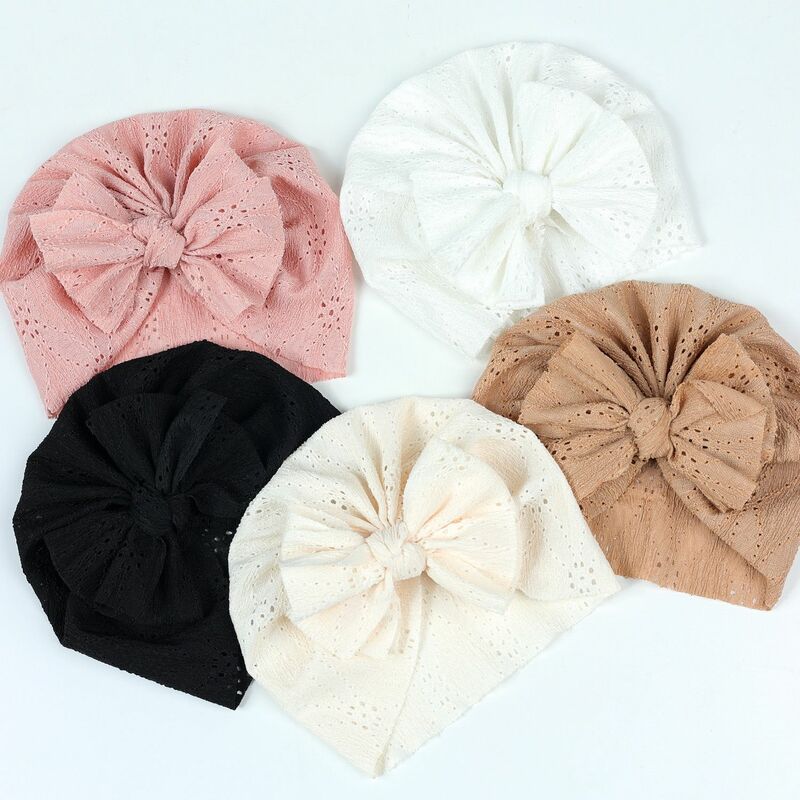 Baby Lace ricamato turbante Bowknot Head Waps Toddler Babes Hat for Kids Girls Boys Lace Beanie Caps Baby Photo Props copricapo