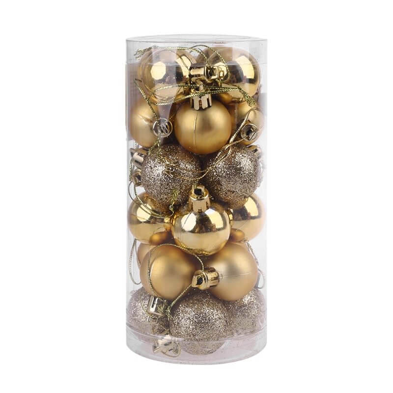 X6HD 24pcs 3cm Christmas Tree Decor Ball Baubles Hanging Ornaments Decorations for Home New Year Wedding Party