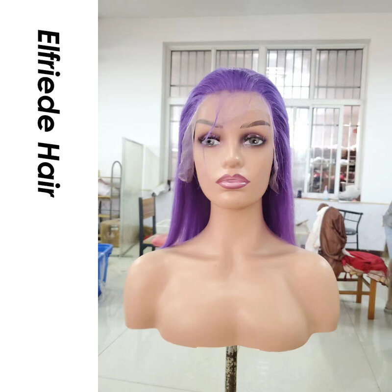 Elfriade-Peluca de cabello humano para mujer, postizo de encaje Frontal, corte Bob corto, color morado, 4x4, cierre de encaje, 13x4, 13x6