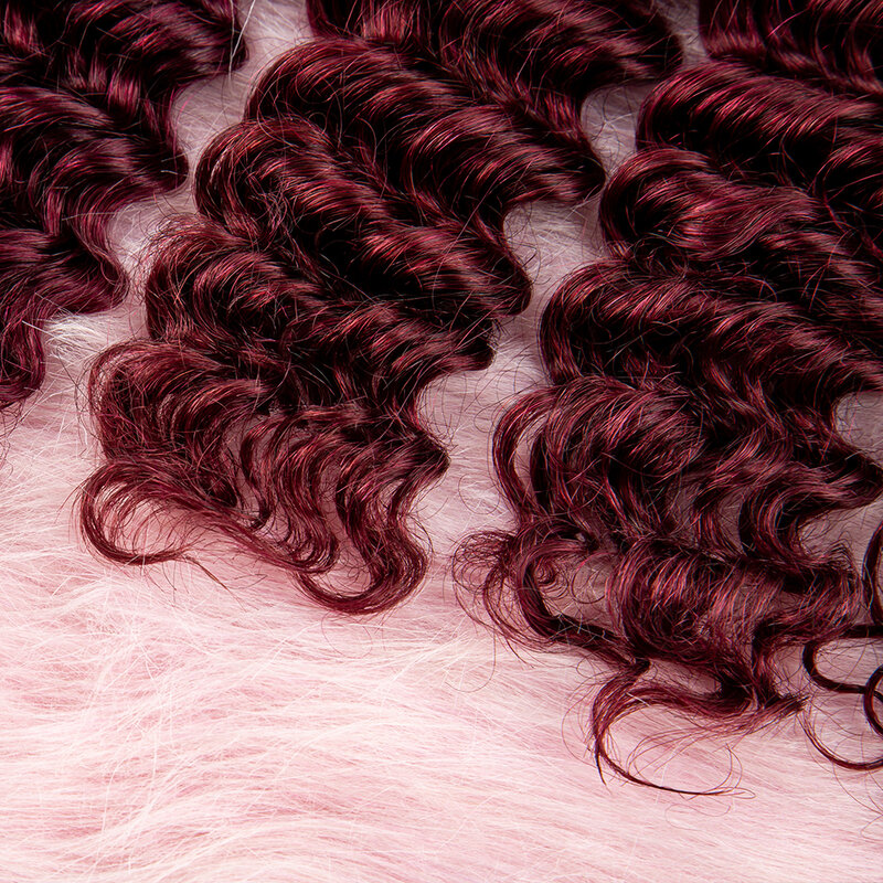Nabi Burgundy Hair Braiding Bundles Deep Wave Hair Extension Braids Deep Curly Hair Extension Bulk for Salon Supply