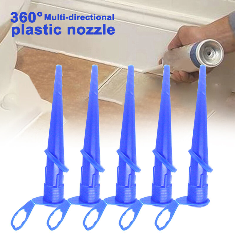 5pcs Universal Pointing Multi Directional Sealing Caulking Nozzle Professional Glass Glue Tip Mouth Construction Tools Durable