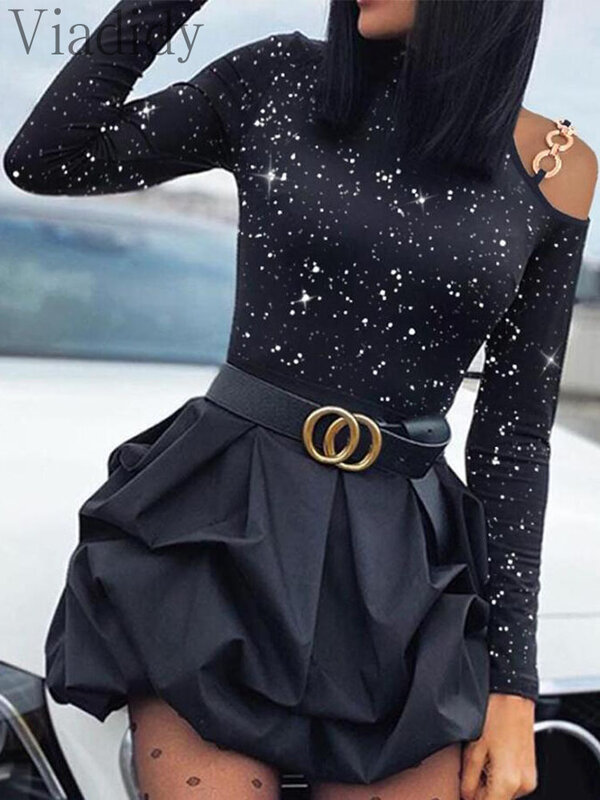 Женское платье с длинным рукавом и воротником-стойкой, черное платье с высокой талией, без пояса
