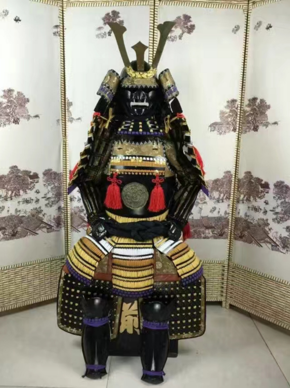 Japoński samuraj zbroja Ooyoroi stal węglowa japonia wojownik zbroja kask Wearalbe kostiumy sceniczne Cosplay