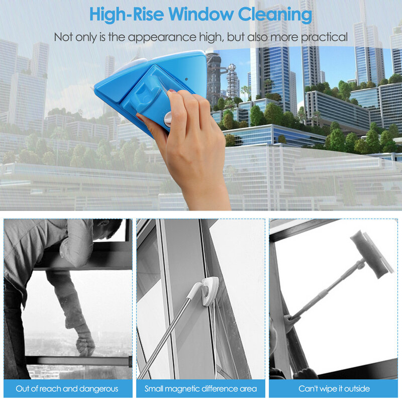 磁気ガラス洗浄ブラシ,4〜28mm,両面,ウィンドウおよび家庭用クリーニングツール