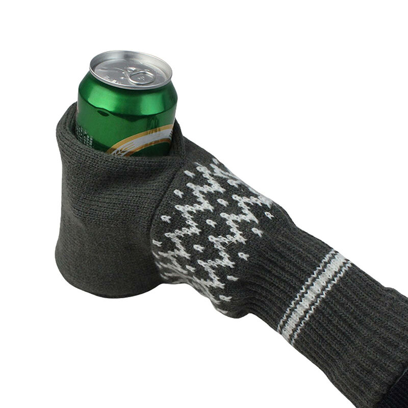1 Pc guanti per bevande da birra lavorati a maglia guanti a dito pieno portabottiglie da campeggio all'aperto per bottiglie di bevande analiche possono riscaldare i guanti
