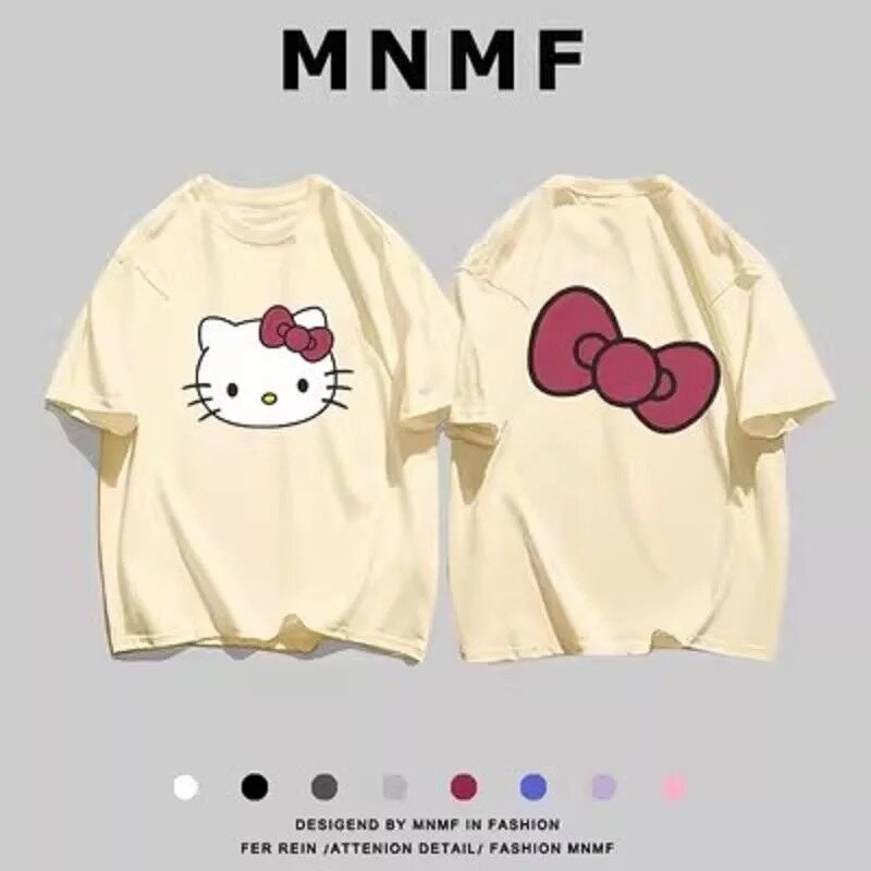 Hello Kitty New Spring And Summer Children's Cartoon T-shirt Girls Cotton Breathable Bottoming Shirt Boys Casual Short-sleeved