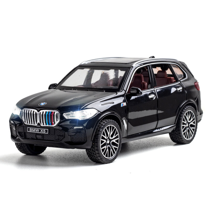 Brinquedo de carro modelo de liga para crianças, 1:32, BMW X5 SUV, dietas, puxar, som e luz, veículo, A31