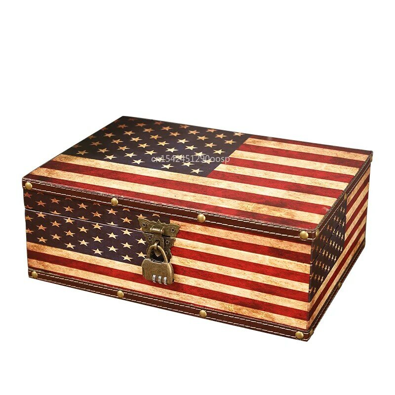 Retro skrzynia skarbów z zamkiem Vintage drewniane pudełko do przechowywania w antycznym stylu pudełko do przechowywania biżuterii sejf