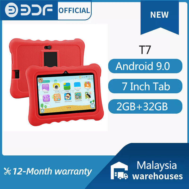 BDF-Tableta de 7 pulgadas para niños, Tablet de cuatro núcleos, Android 2024, 32GB, WiFi, Bluetooth, Software educativo instalado, novedad de 9,0