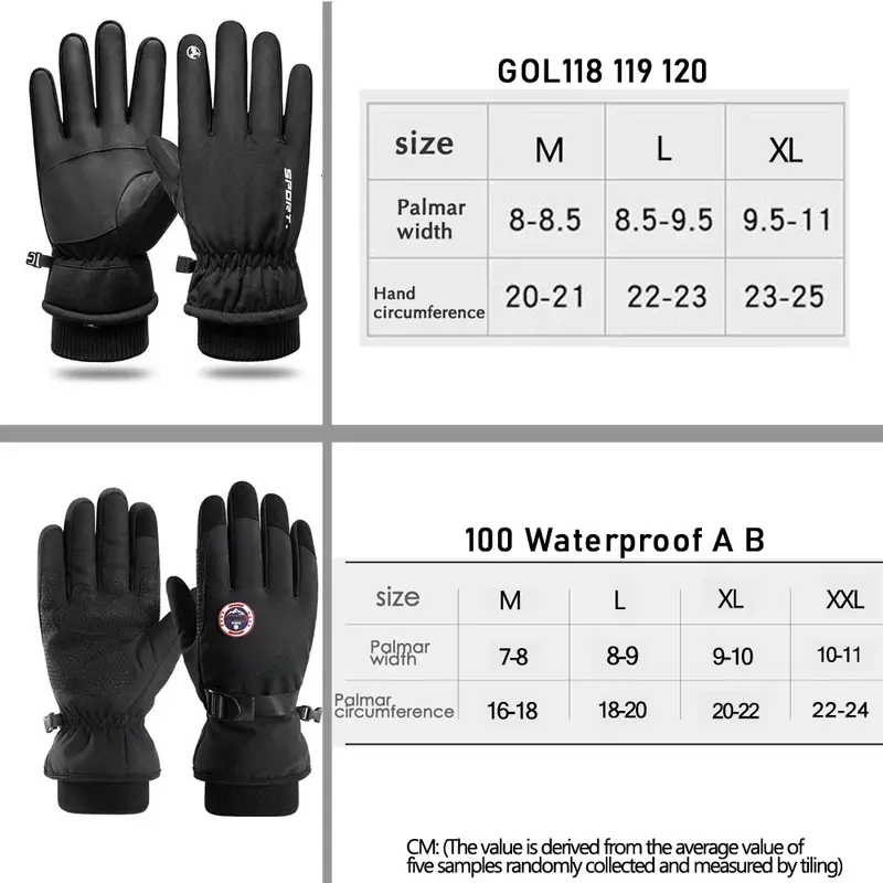 Зимние перчатки для мужчин и женщин, водонепроницаемые ветрозащитные перчатки для сенсорных экранов, уличные спортивные теплые велосипедные зимние лыжные перчатки, Нескользящие перчатки с закрытыми пальцами