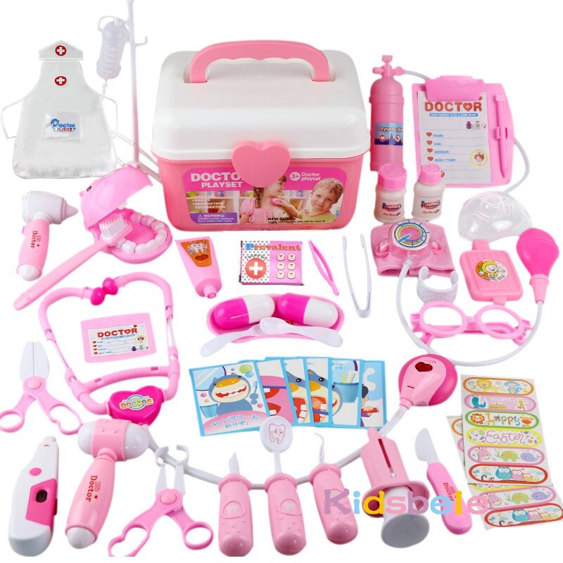 Медицинская игрушка, детский ролевой набор для ролевых игр, 44 шт., коробка для моделирования дантиста, обучающие игрушки для девочек, детский стетоскоп