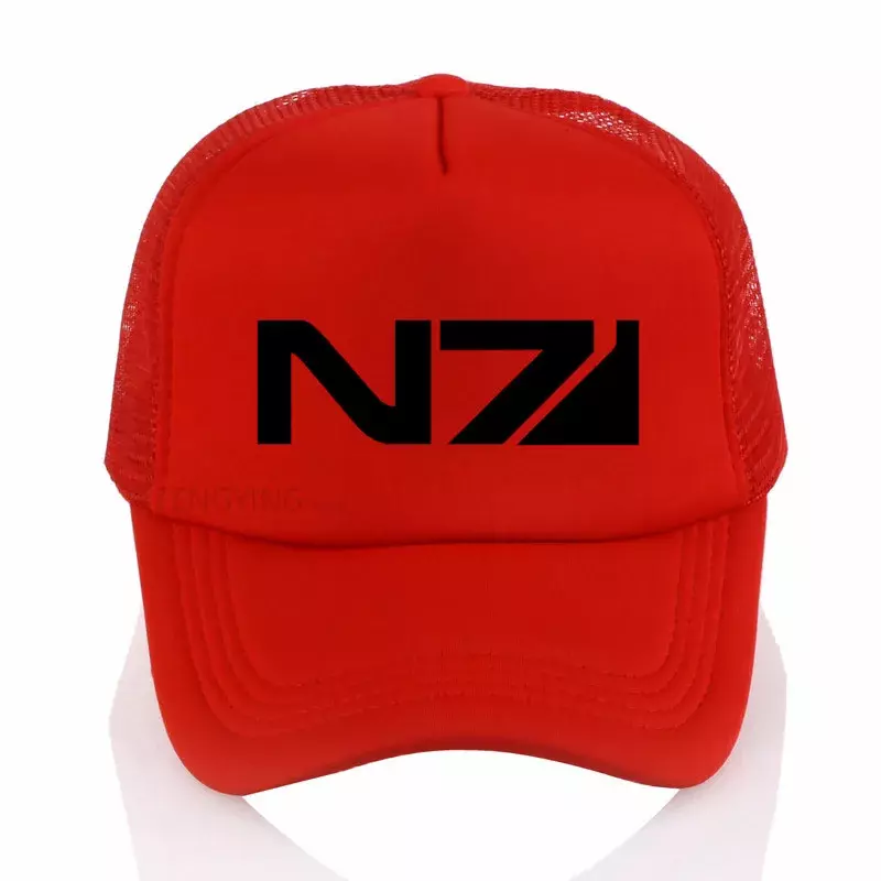 Mass Effect N7 gorra de béisbol para hombre, sombrero de camionero de malla, con emblema militar de la Alianza de sistemas, para verano