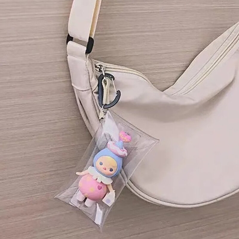 Mini Anime Puppe Display Tasche transparente Geldbörse Schlüssel bund Anhänger quadratische Tasche Veranstalter Schlüssel Lippenstift Kopfhörer Aufbewahrung tasche