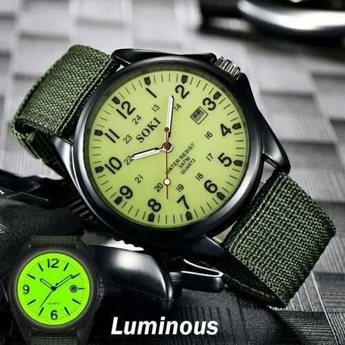 Relógio de quartzo militar masculino, qualidade superior, marca de luxo, relógios masculinos, pulseira de lona luminosa, moda