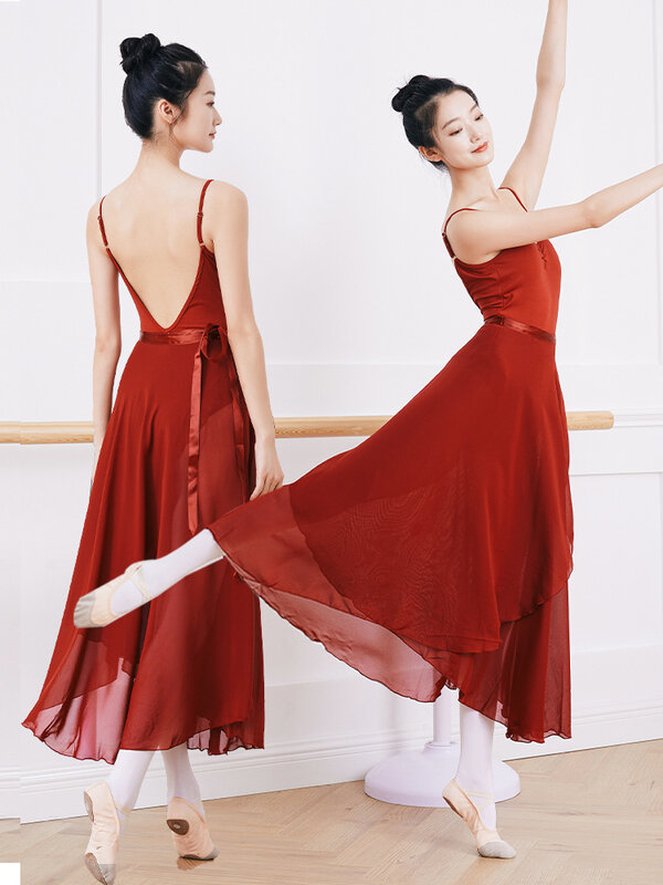 Spódnica baletowy dla dorosłych jednoczęściowy koronkowa spódniczka praktyka szyfonowa fartuch spódnica do tańca spódnica tiulowa nauczyciel długa spódniczka kobieta