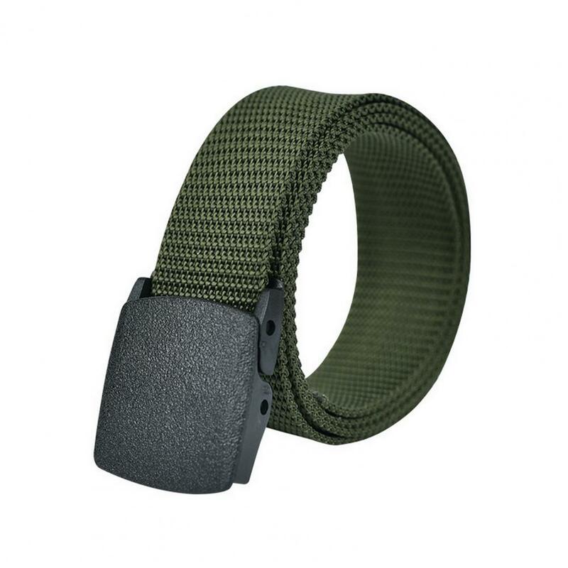 Cinturón de nailon de secado rápido para hombre, cinturón ajustable con diseño sin agujeros, hebilla sin Metal para Jeans, disfraz para oficiales