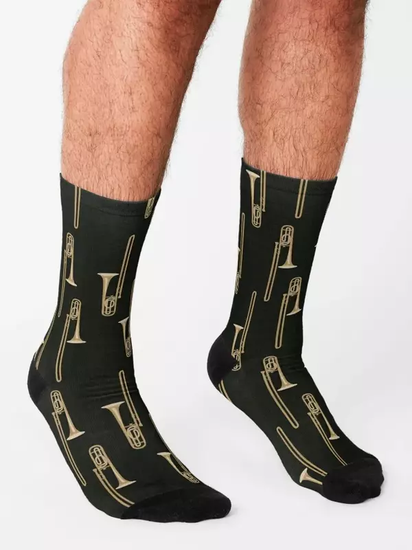 Posaune auf schwarzen aufrechten Socken Kinder Designer Marke Set Socken Herren Damen